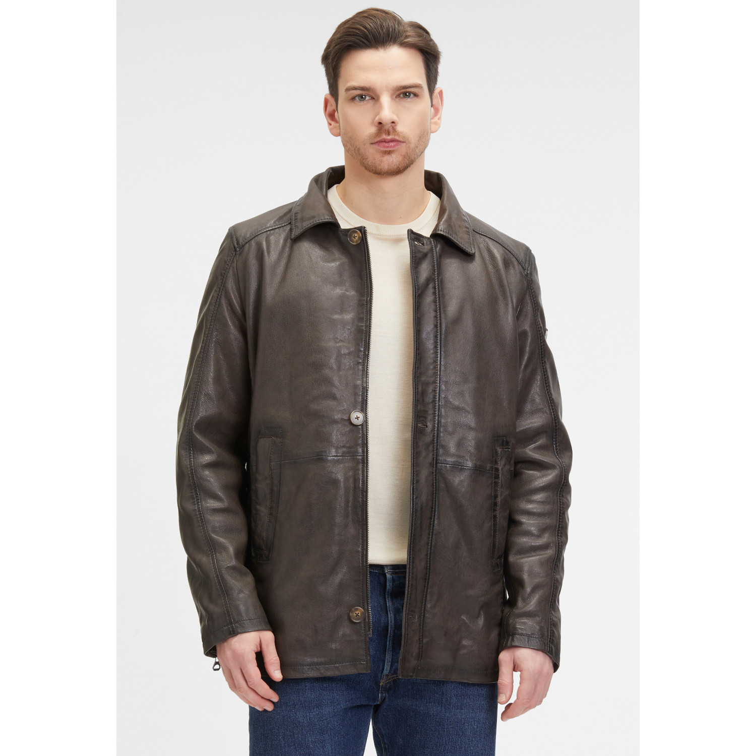 Geaca de Piele Barbati Mauritius Maro Inchis GMSantfort – Black Friday