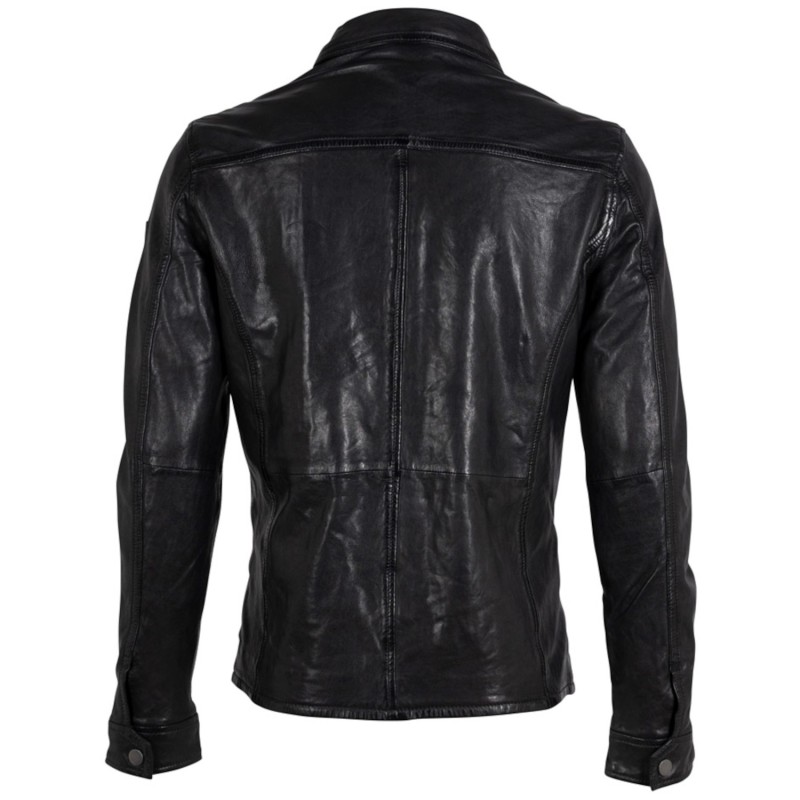 Camasa de Piele Barbati Mauritius Negru/Bleumarin GMSedro – Camasi din Piele