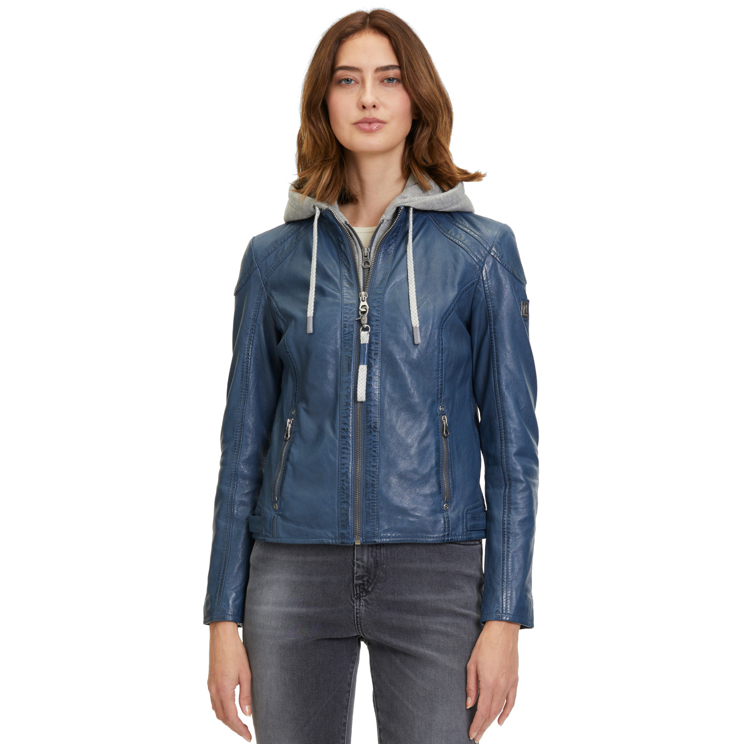 Geaca de Piele Dama Mauritius Albastra GWAlice – Black Friday