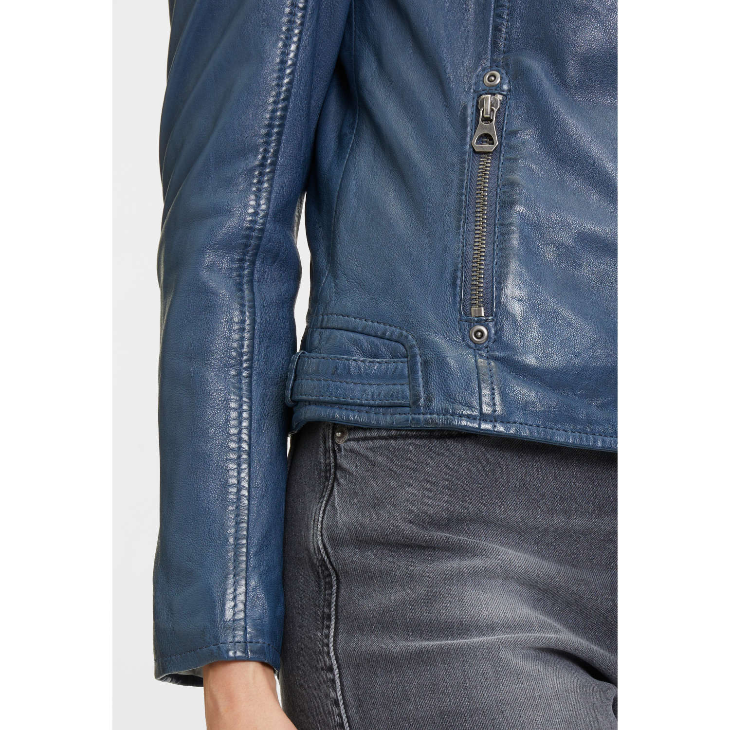 Geaca de Piele Dama Mauritius Albastra GWAlice – Black Friday