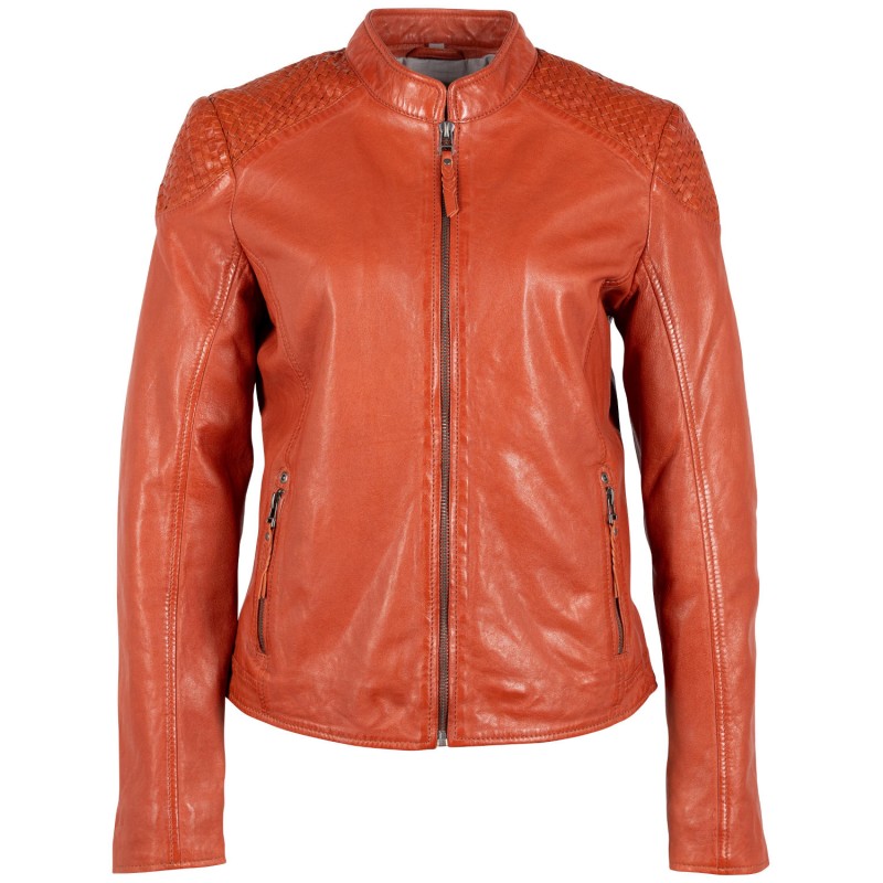 Geaca de Piele Dama Mauritius Portocalie GWAlisah – Geci de Piele