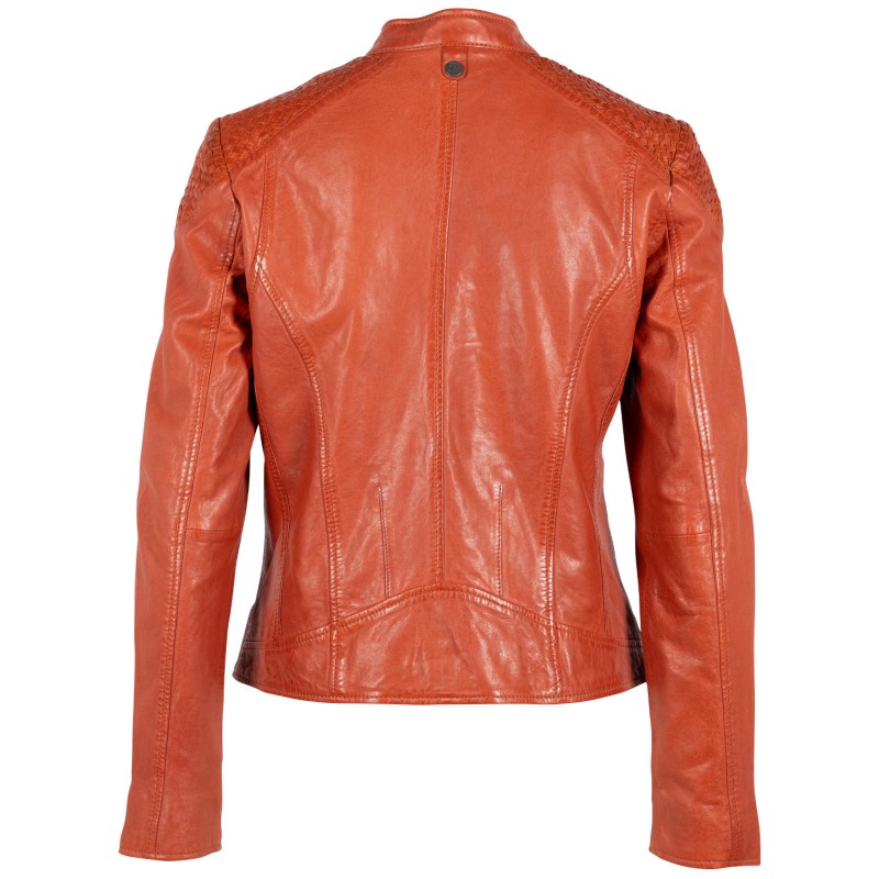 Geaca de Piele Dama Mauritius Portocalie GWAlisah – Geci de Piele