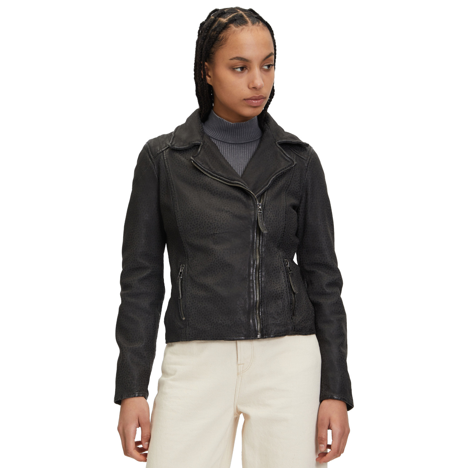 Geaca de Piele Dama Mauritius Antracit GWAnimala – Black Friday