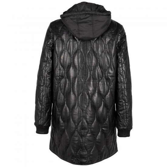 Geaca Lunga de Iarna din Piele Dama Mauritius Neagra GWArjeta