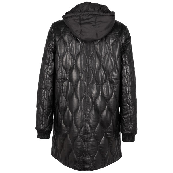 Geaca Lunga de Iarna din Piele Dama Mauritius Neagra GWArjeta