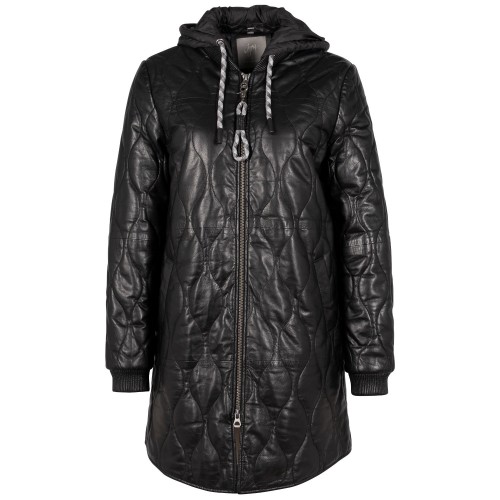 Geaca Lunga de Piele Dama Mauritius Neagra GWArjeta