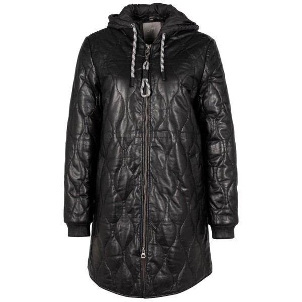 Geaca Lunga de Iarna din Piele Dama Mauritius Neagra GWArjeta