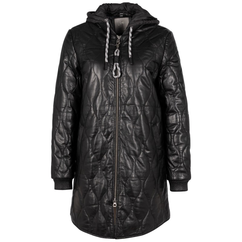 Geaca Lunga de Iarna din Piele Dama Mauritius Neagra GWArjeta – Black Friday