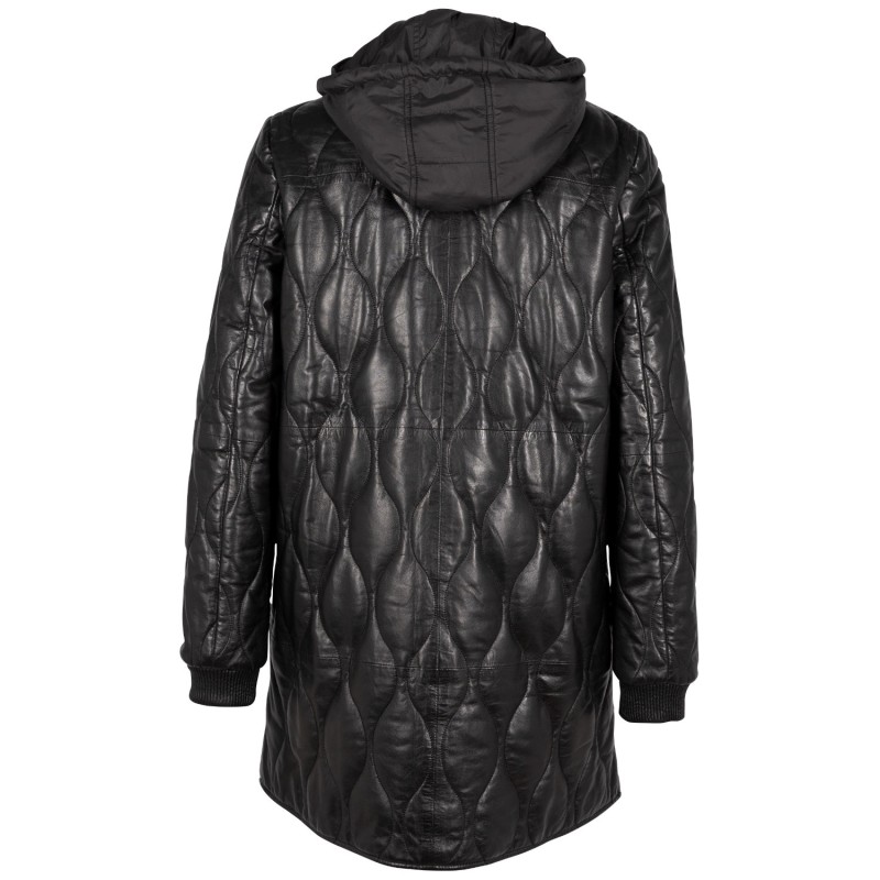 Geaca Lunga de Iarna din Piele Dama Mauritius Neagra GWArjeta – Black Friday