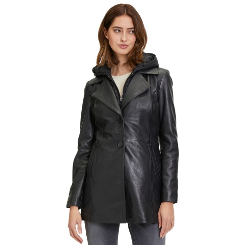 Geaca Lungă de Piele Dama Mauritius Neagra GWAurela