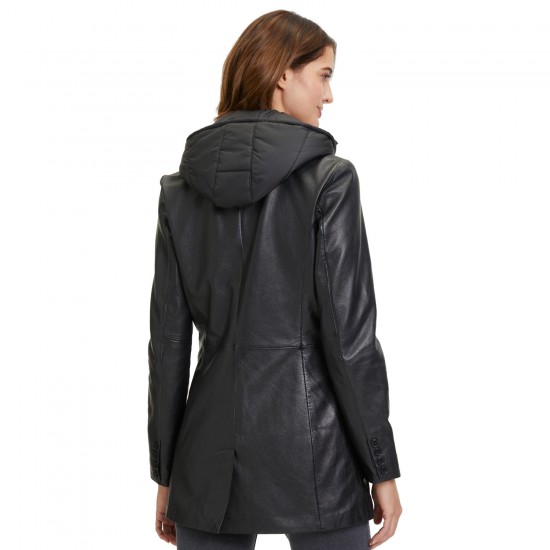 Geaca Lungă de Piele Dama Mauritius Neagra GWAurela Geaca Lungă de Piele Dama Mauritius Neagra GWAurela