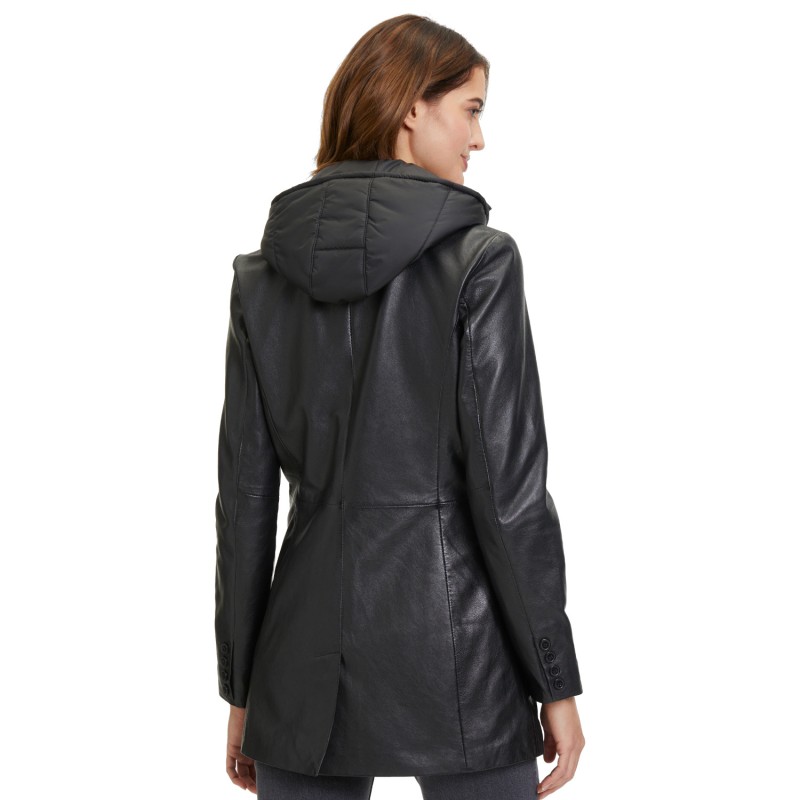 Geaca Lungă de Piele Dama Mauritius Neagra GWAurela – Geci de Piele