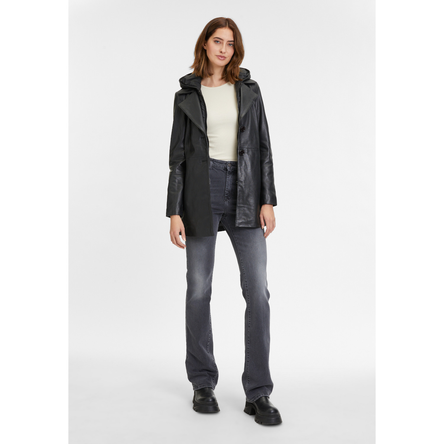 Geaca Lungă de Piele Dama Mauritius Neagra GWAurela – Black Friday