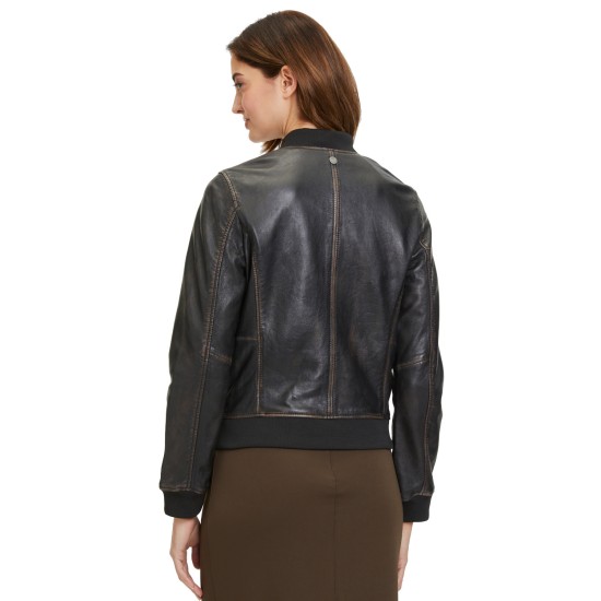 Geaca de Piele Dama Mauritius Negru Vintage GWBrita