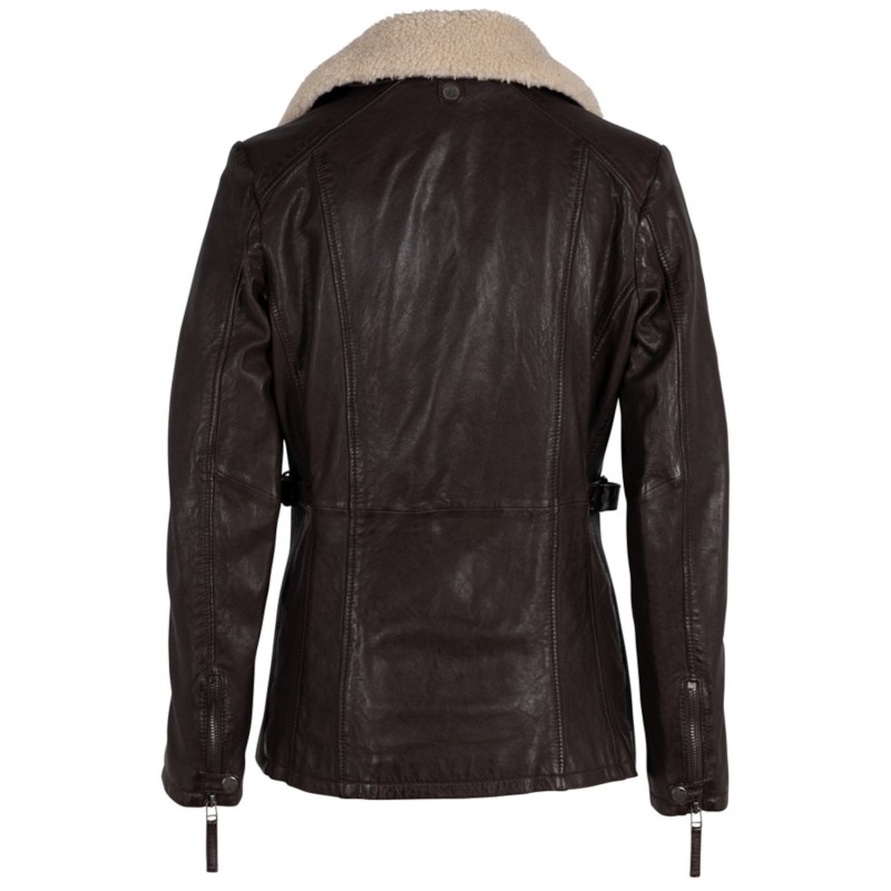 Geaca Lunga de Piele Dama Mauritius Maro Inchis GWCeliane – Geci de Piele