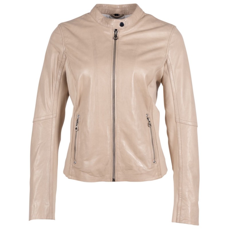 Geaca de Piele Dama Mauritius Bej Deschis GWClair – Black Friday