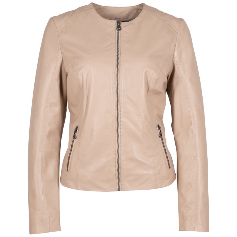 Geaca de Piele Dama Mauritius Bej GWEeli – Geci de Piele