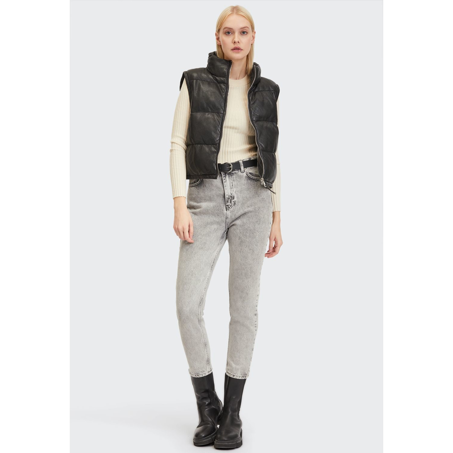 Vesta de Piele Dama Mauritius Neagra GWEllice – Veste de Piele