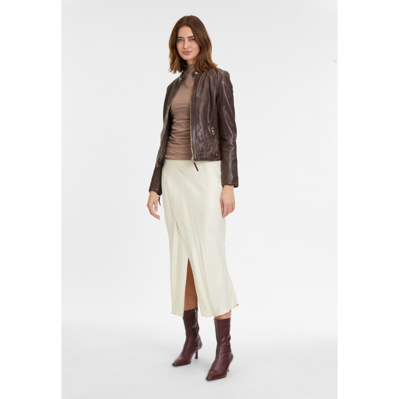 Geaca de Piele Dama Mauritius Castanie GWFjella – Geci de Piele