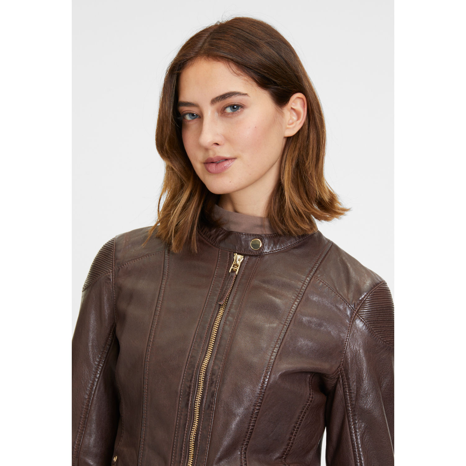 Geaca de Piele Dama Mauritius Castanie GWFjella – Geci de Piele