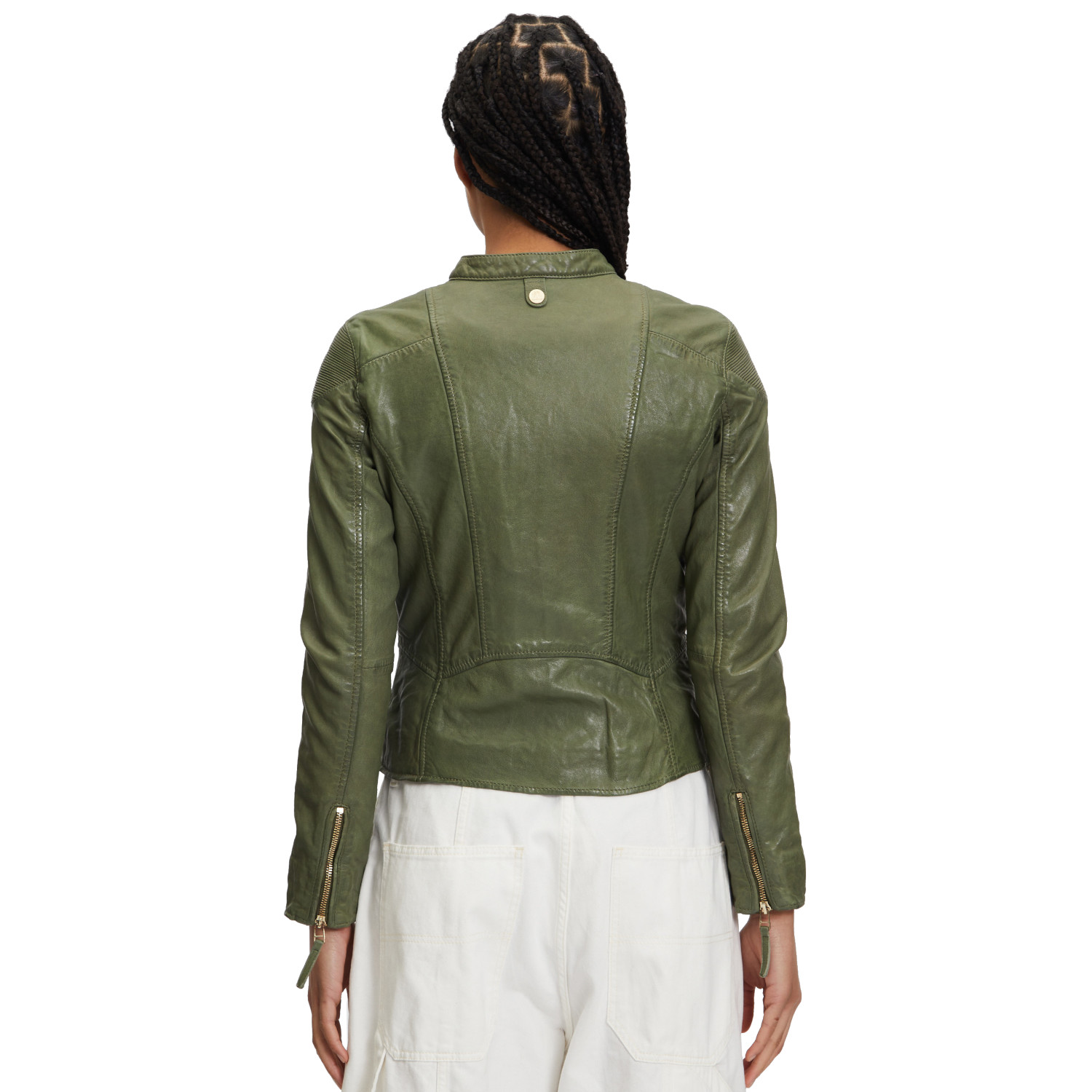 Geaca de Piele Dama Mauritius Olive Deschis GWFjella – Black Friday