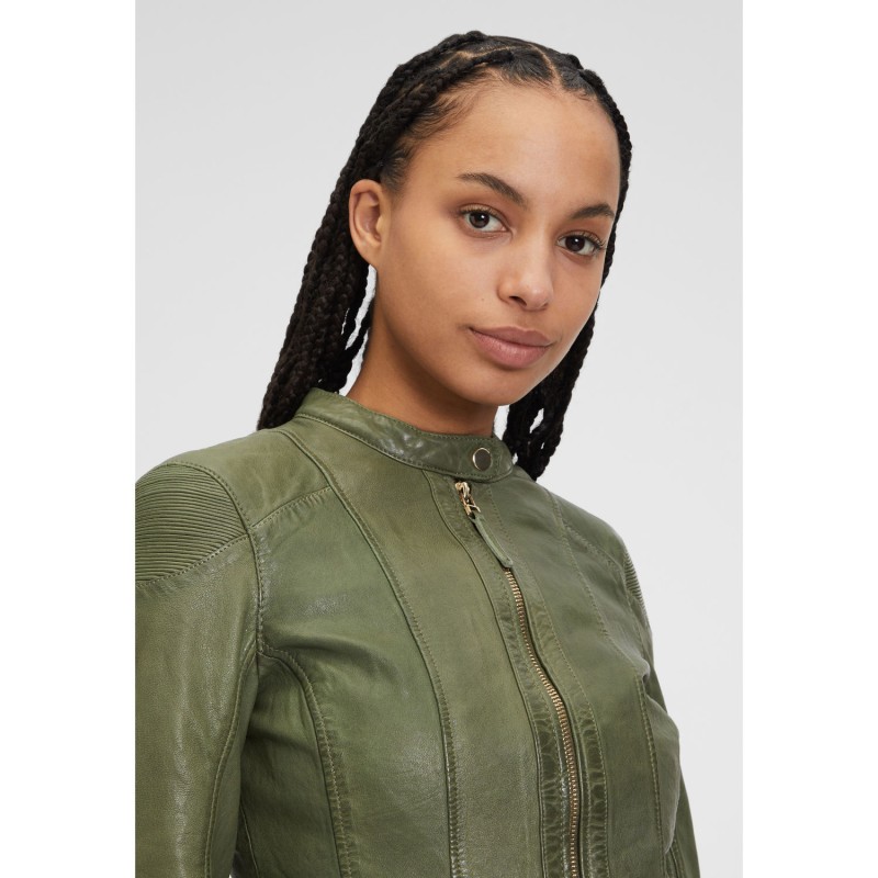 Geaca de Piele Dama Mauritius Olive Deschis GWFjella – Black Friday