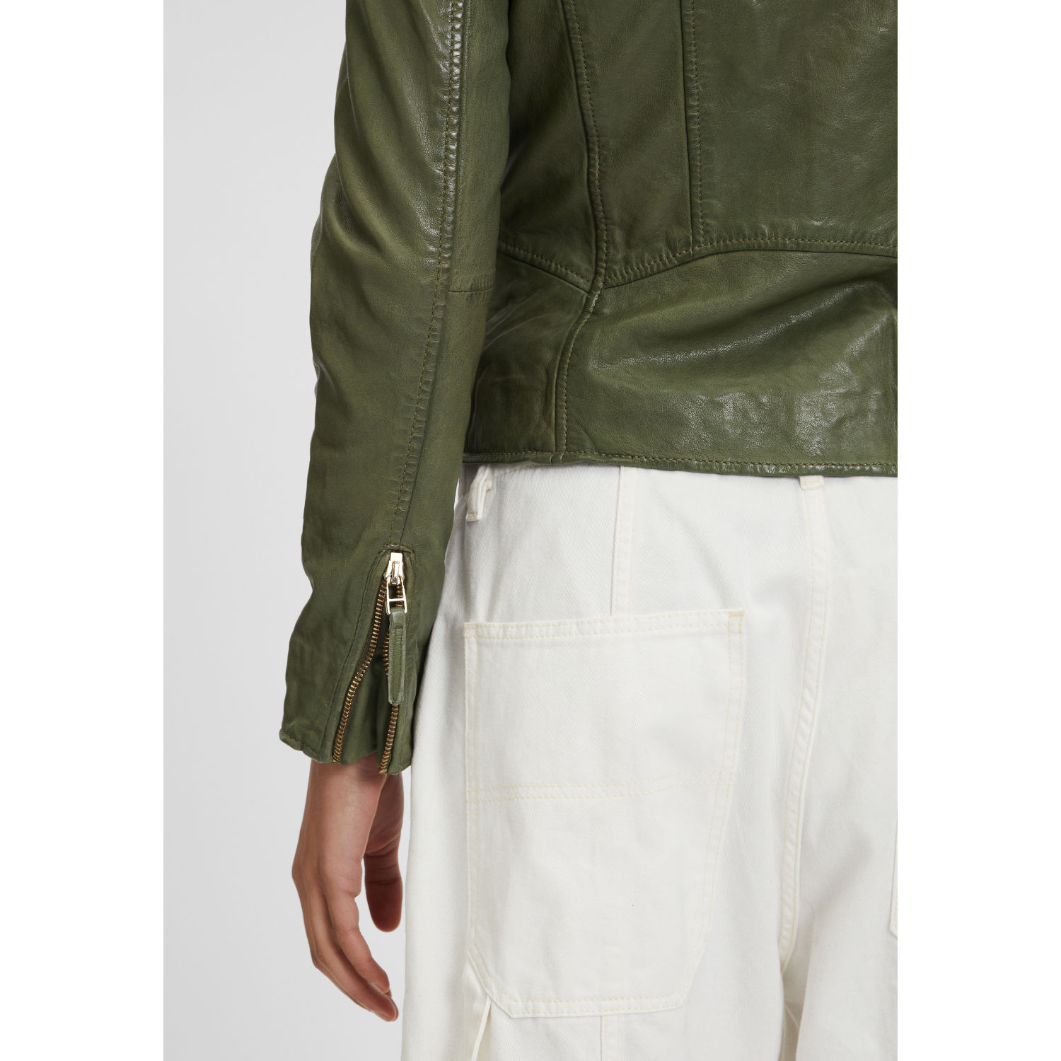 Geaca de Piele Dama Mauritius Olive Deschis GWFjella – Black Friday