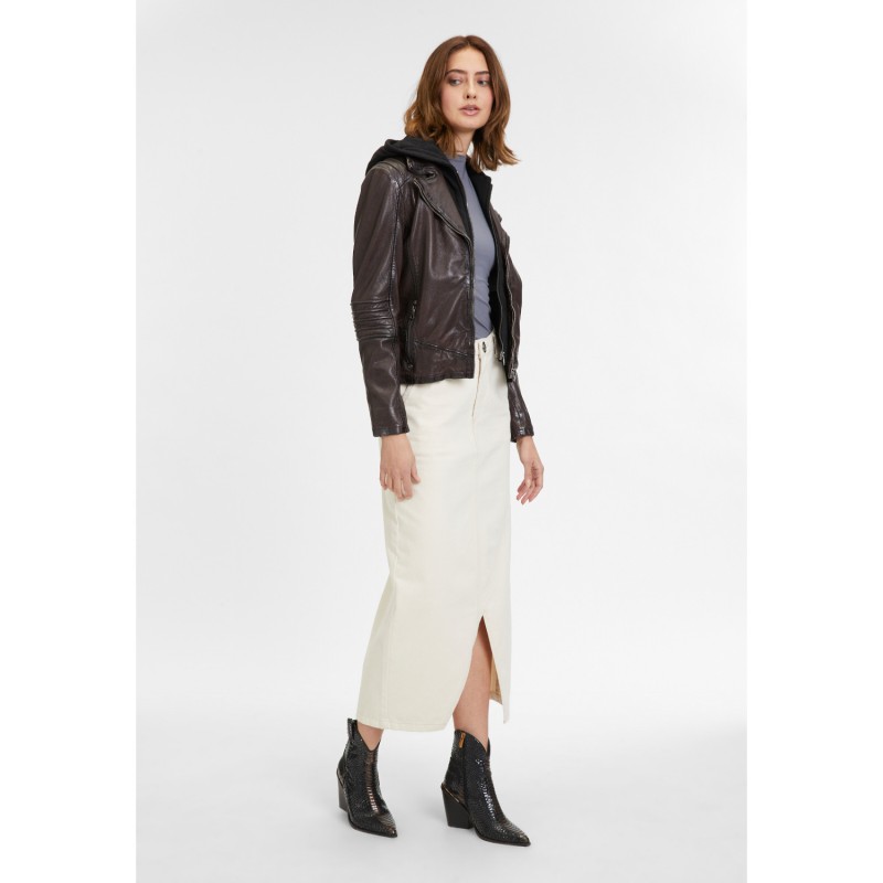 Geaca de Piele Dama Mauritius Castanie GWFlura – Black Friday