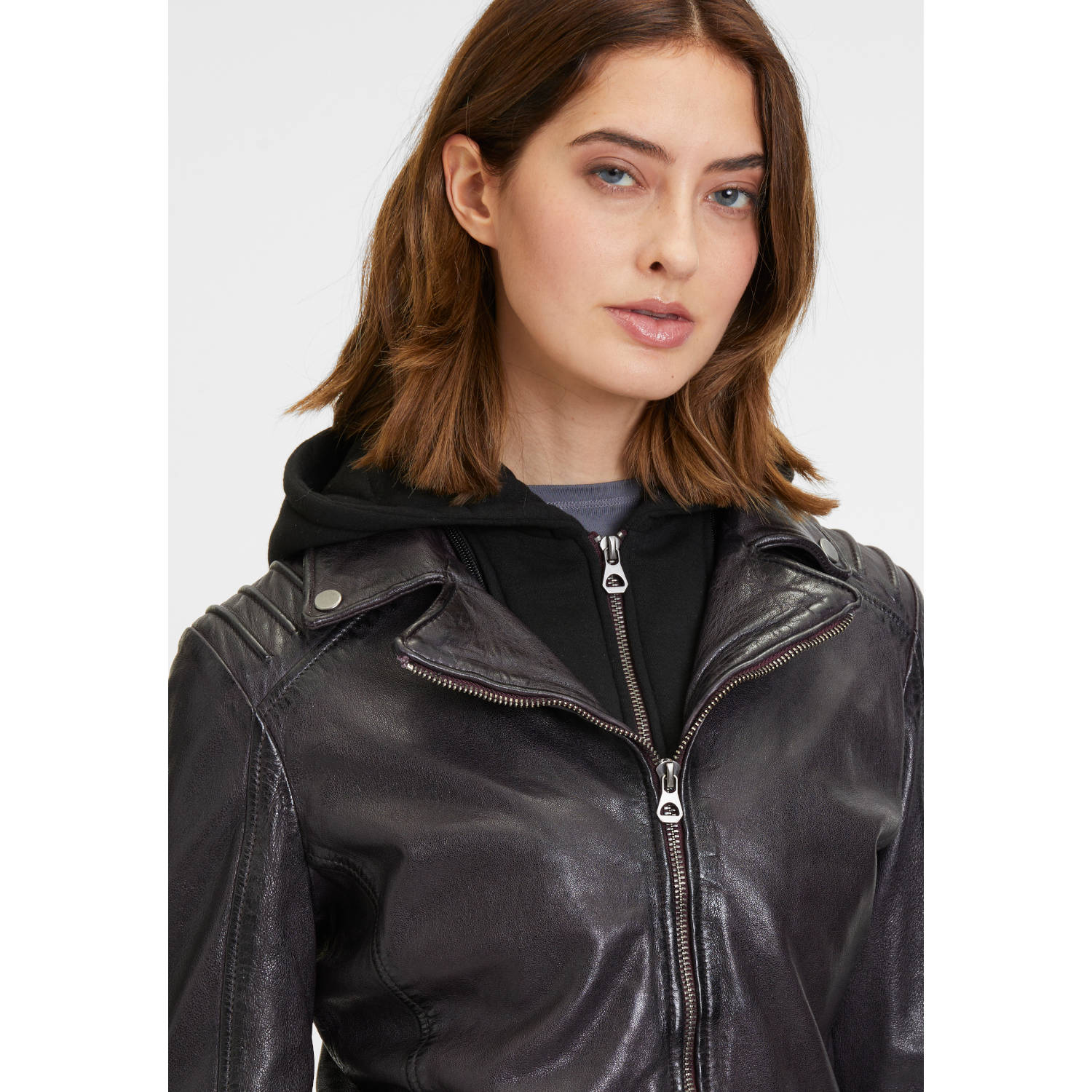 Geaca de Piele Dama Mauritius Mov Inchis GWFlura – Black Friday