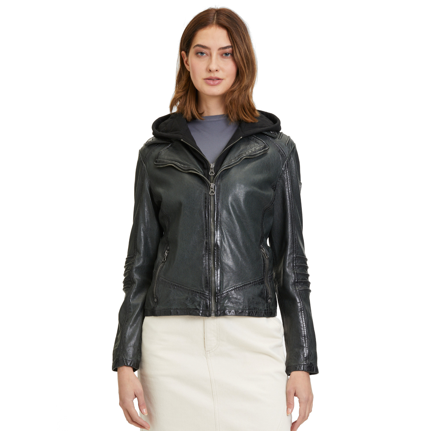 Geaca de Piele Dama Mauritius Verde Inchis GWFlura – Black Friday Geaca de Piele Dama Mauritius Verde Inchis GWFlura – Black Friday