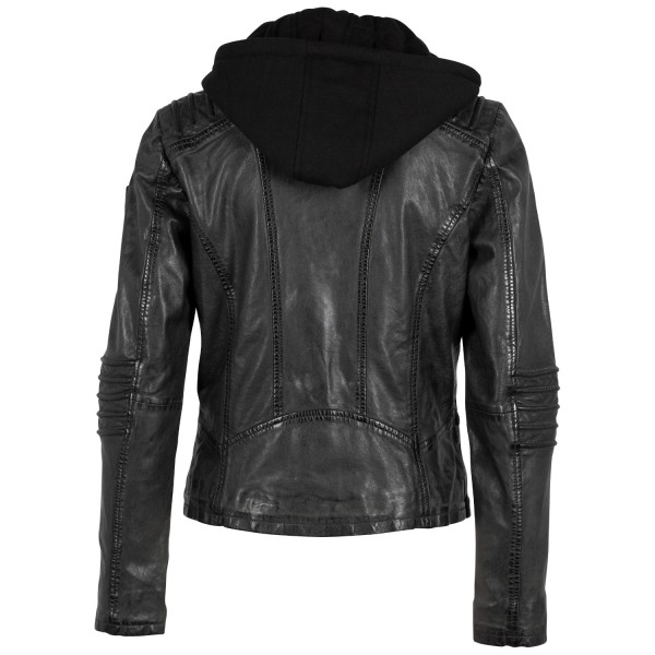 Geacă pentru femei Gipsy by Mauritius GWFlura, verde închis – biker verde închis cu glugă detașabilă — fotografia 4