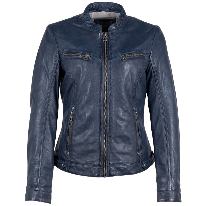 Geaca de Piele Dama Mauritius Bleumarin GWJanka – Geci de Piele