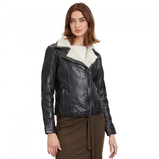 Geaca de Iarna din Piele Dama Mauritius Neagra GWJolanda