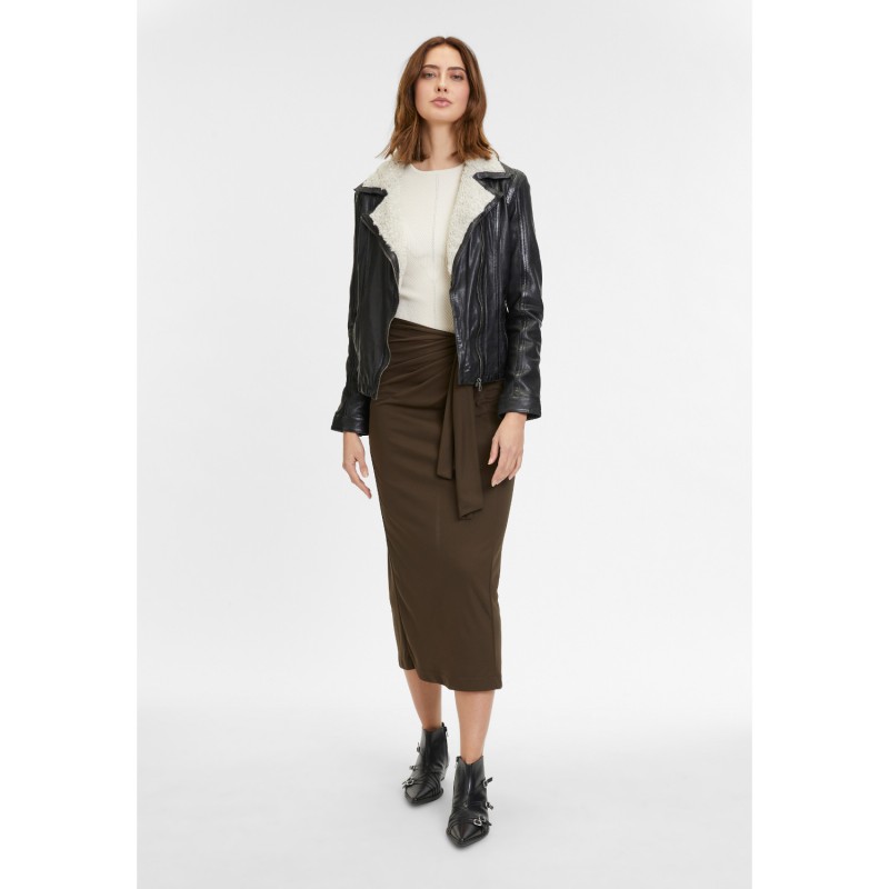 Geaca de Iarna din Piele Dama Mauritius Neagra GWJolanda – Black Friday