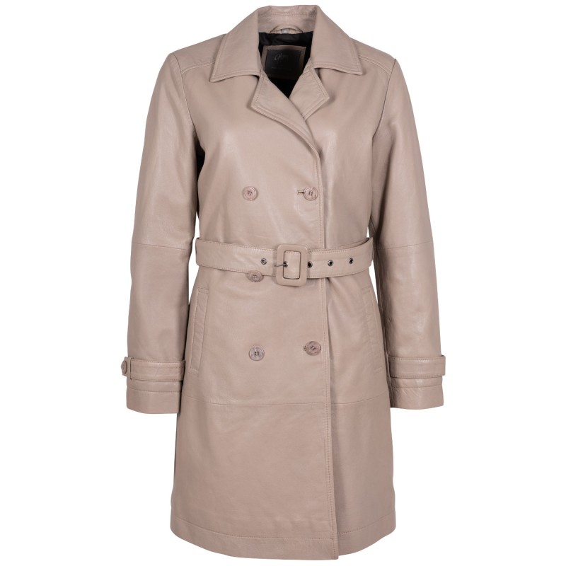 Geaca Lunga de Piele Dama Mauritius Bej GWLeur – Black Friday