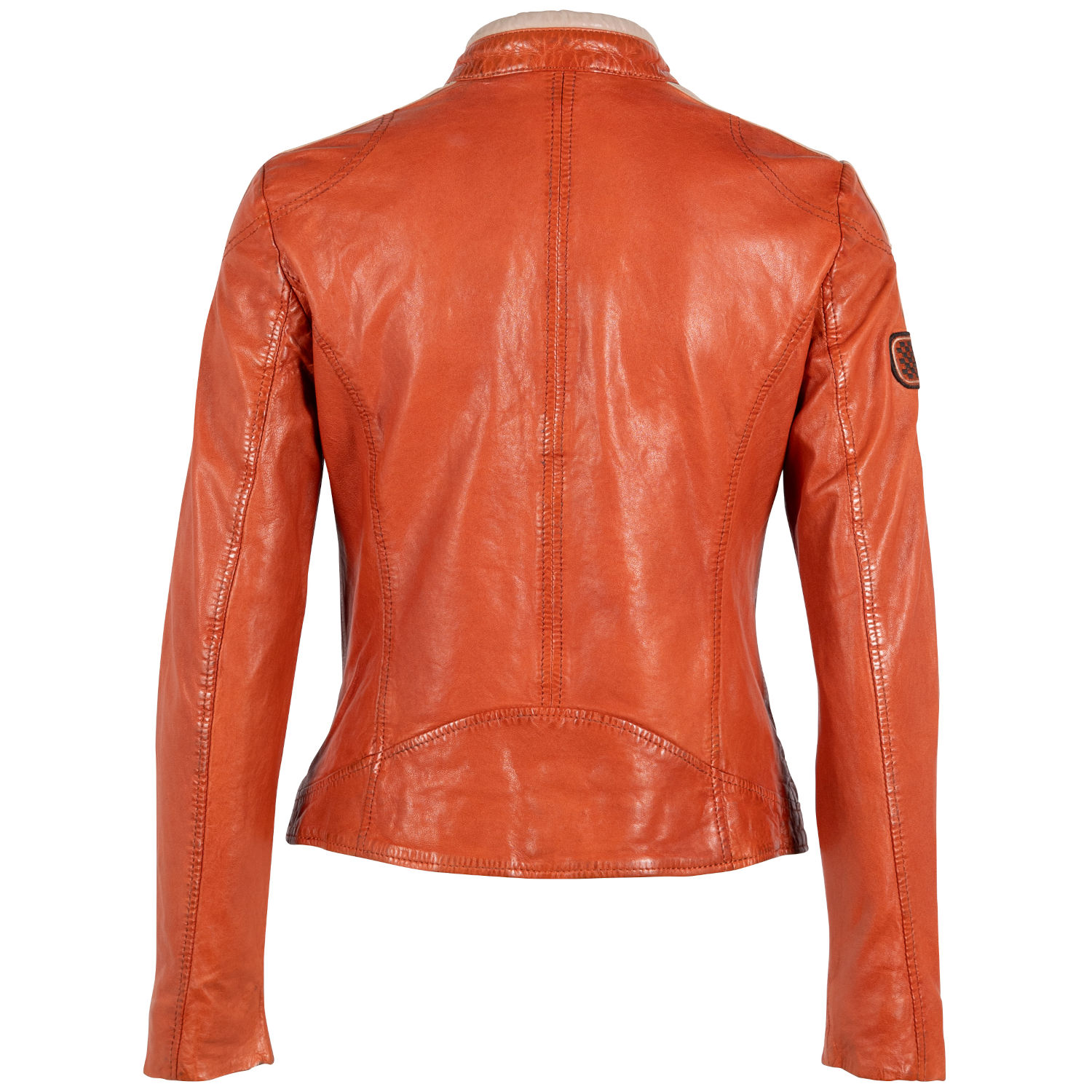 Geaca de Piele Dama Mauritius Portocaliu Inchis GWLiziya – Geci de Piele
