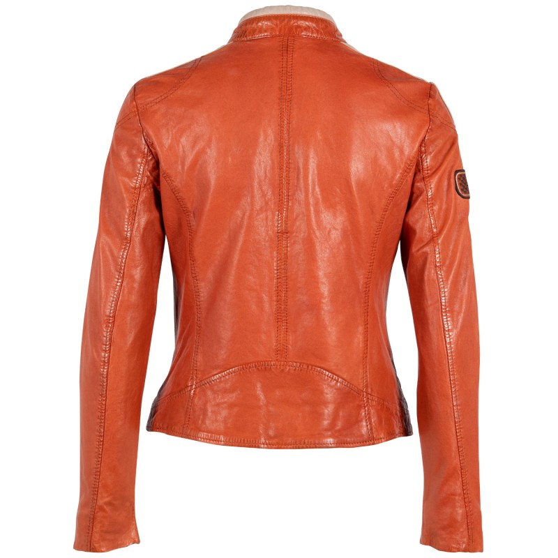 Geaca de Piele Dama Mauritius Portocaliu Inchis GWLiziya – Geci de Piele
