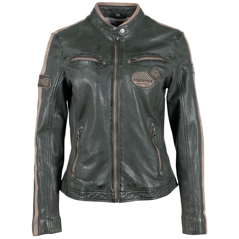 Geaca de Piele Dama Mauritius Verde Inchis GWLiziya – Black Friday