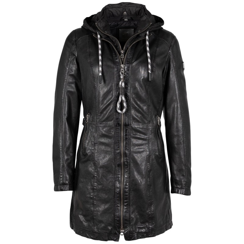 Geaca Lunga de Piele Dama Mauritius Neagra GWMargo – Geci de Piele