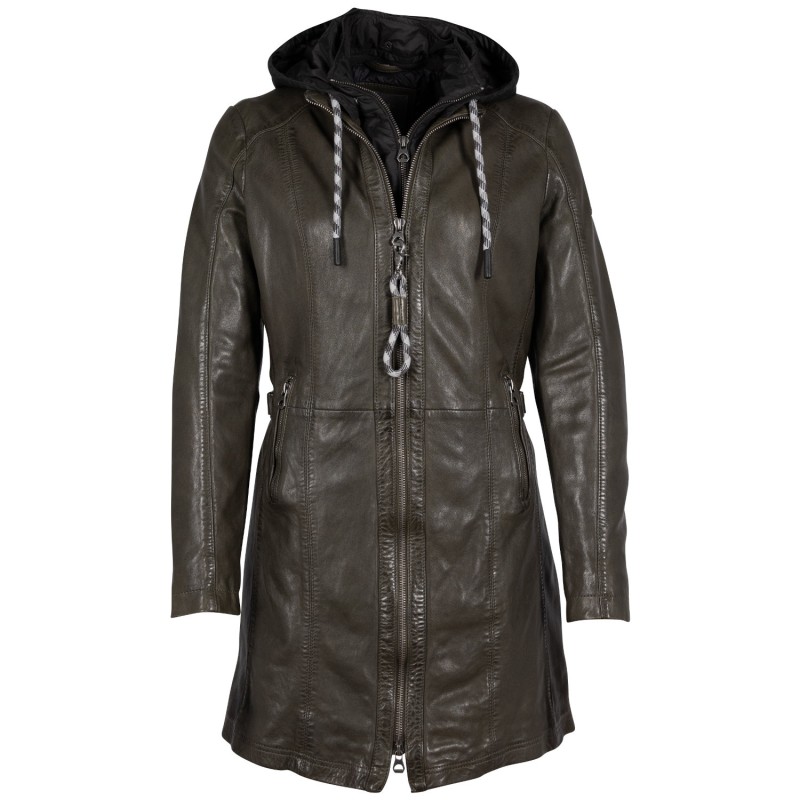 Geaca Lunga de Piele Dama Mauritius Olive GWMargo – Black Friday