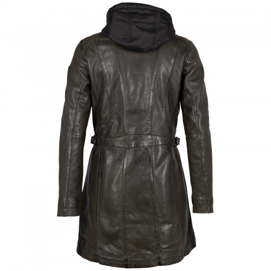 Geaca Lunga de Piele Dama Mauritius Olive GWMargo