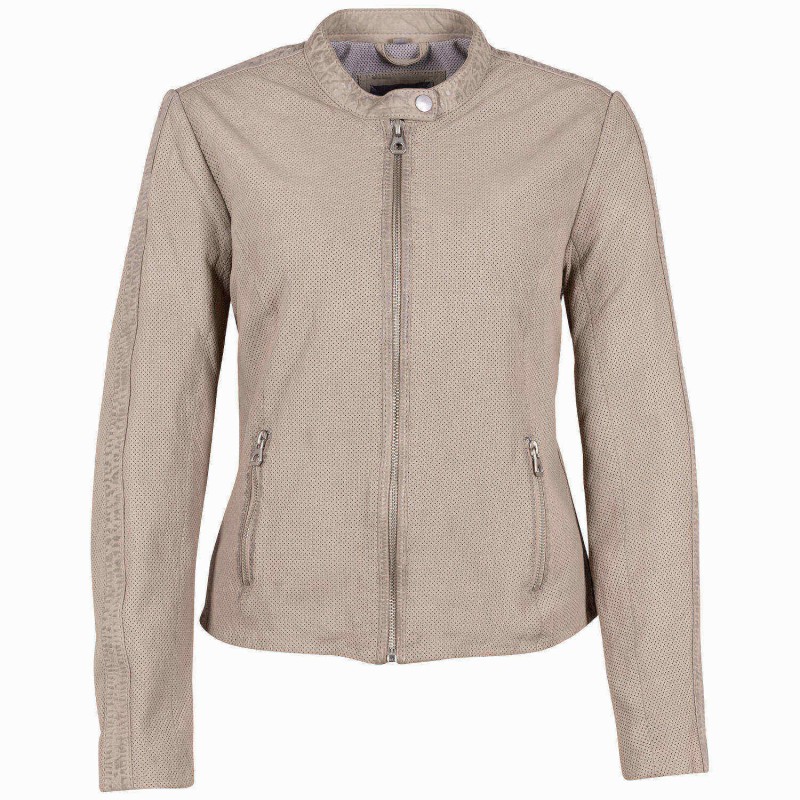 Geaca de Piele Dama Mauritius Gri Deschis GWMinka – Geci de Piele