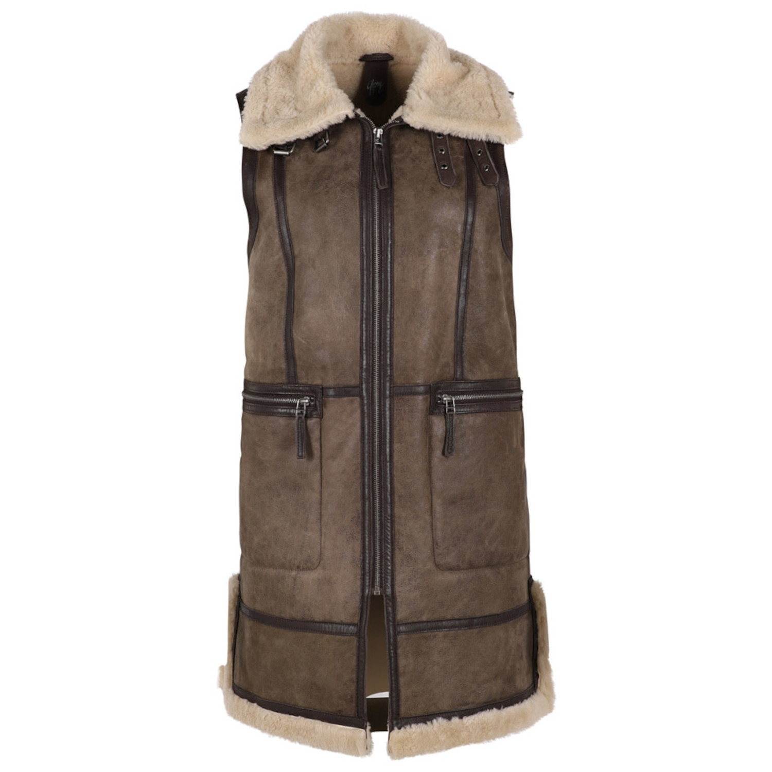 Vesta Lunga de Piele Dama Mauritius Maro Inchis GWNahomi – Veste de Piele