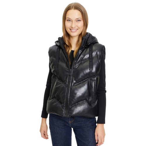 Vesta de Piele Dama Mauritius Neagra GWNamica