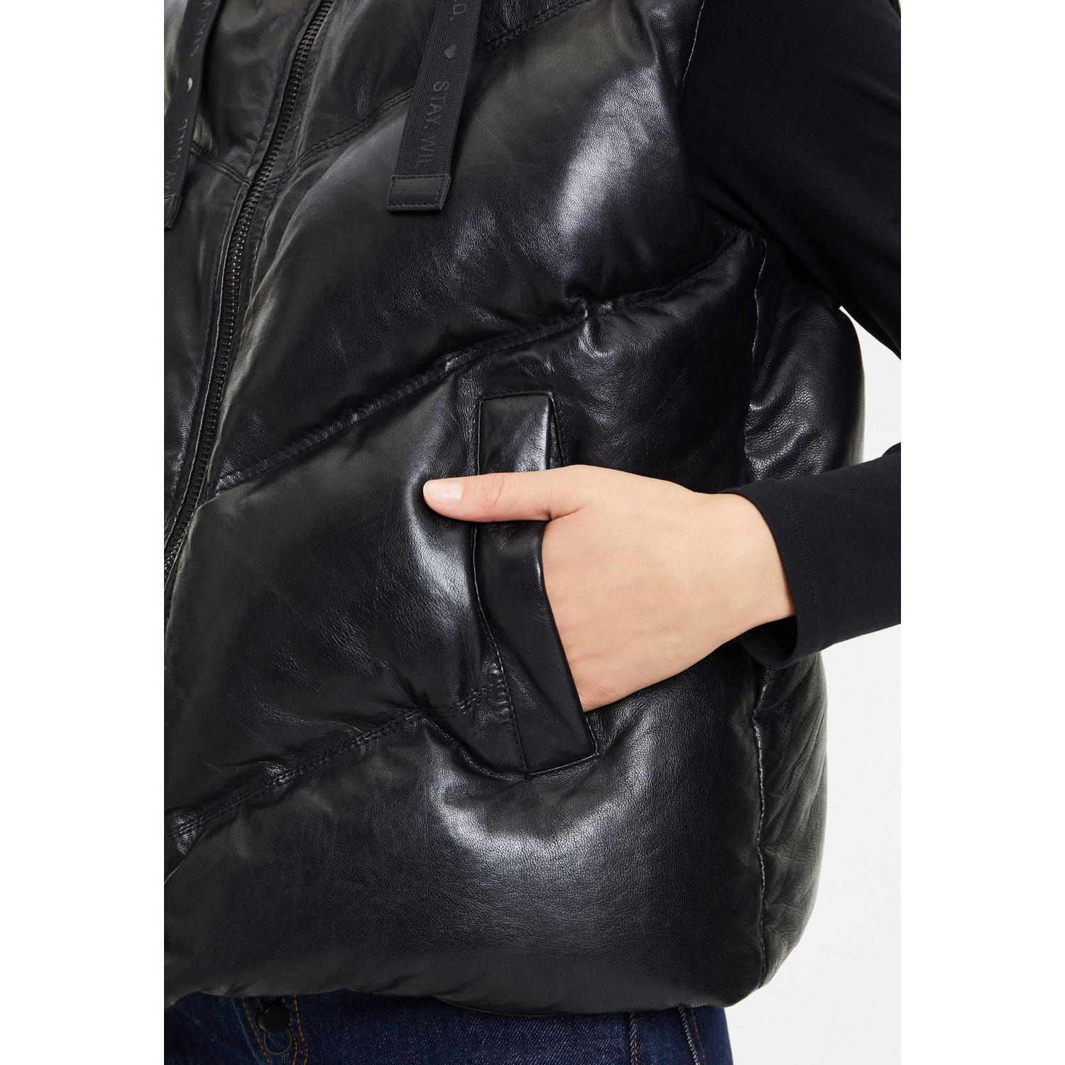 Vesta de Piele Dama Mauritius Neagra GWNamica – Veste de Piele