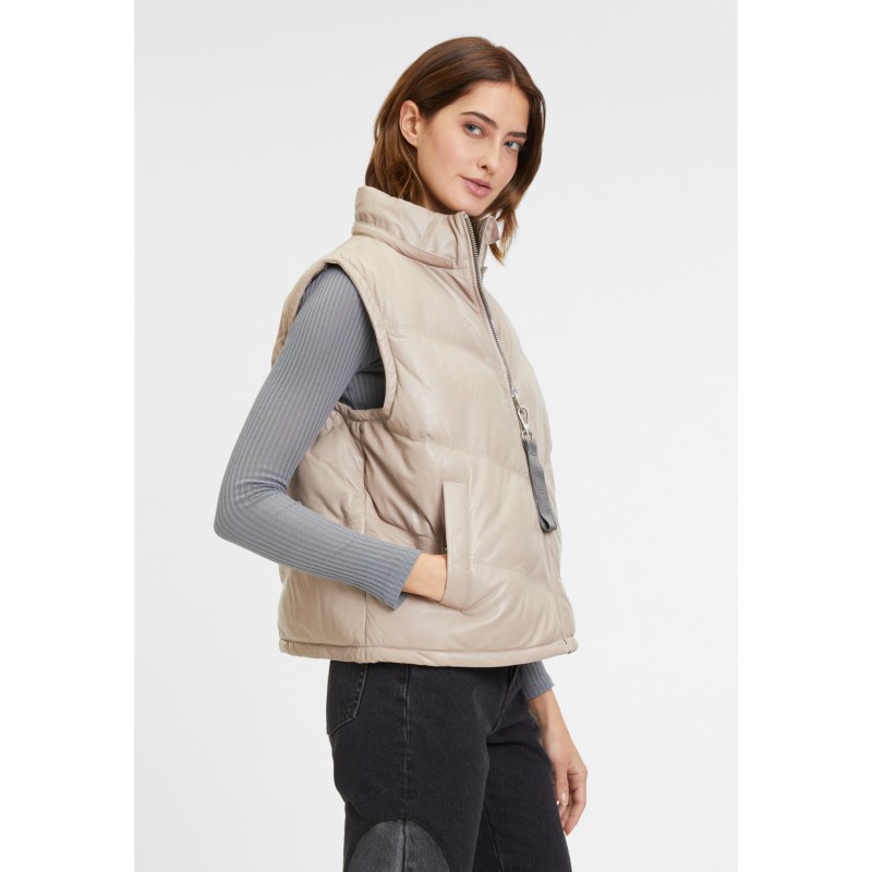 Vesta de Piele Dama Mauritius Bej GWNammi – Veste de Piele