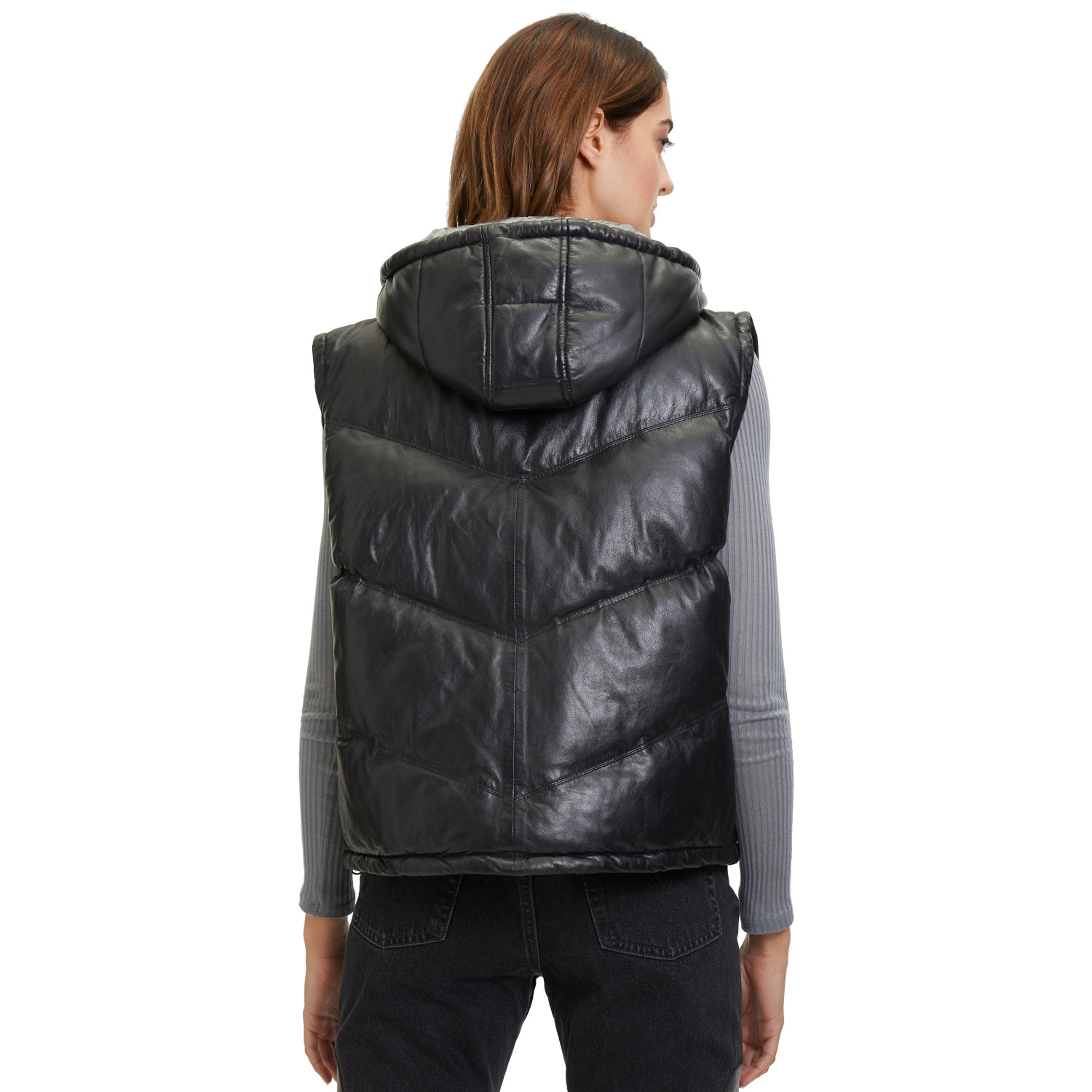 Vesta de Piele Dama Mauritius Neagra GWNammi – Veste de Piele