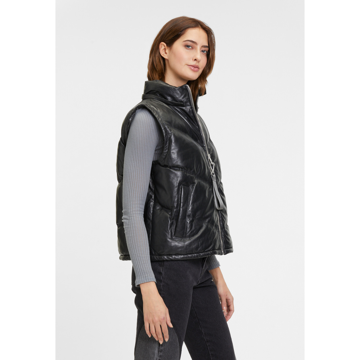 Vesta de Piele Dama Mauritius Neagra GWNammi – Veste de Piele