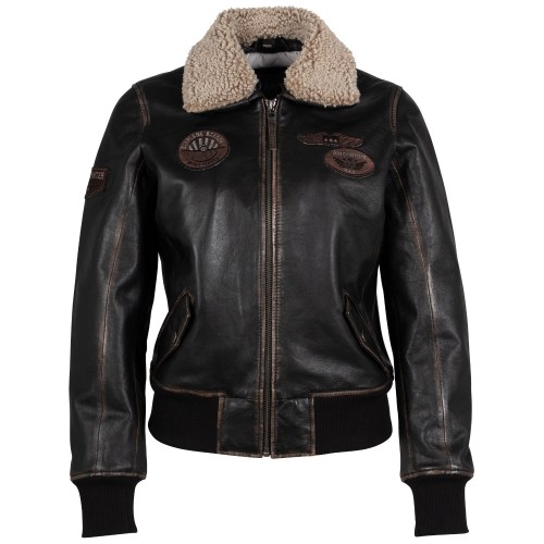 Geaca de Piele Dama Mauritius Negru Vintage GWNastja 2