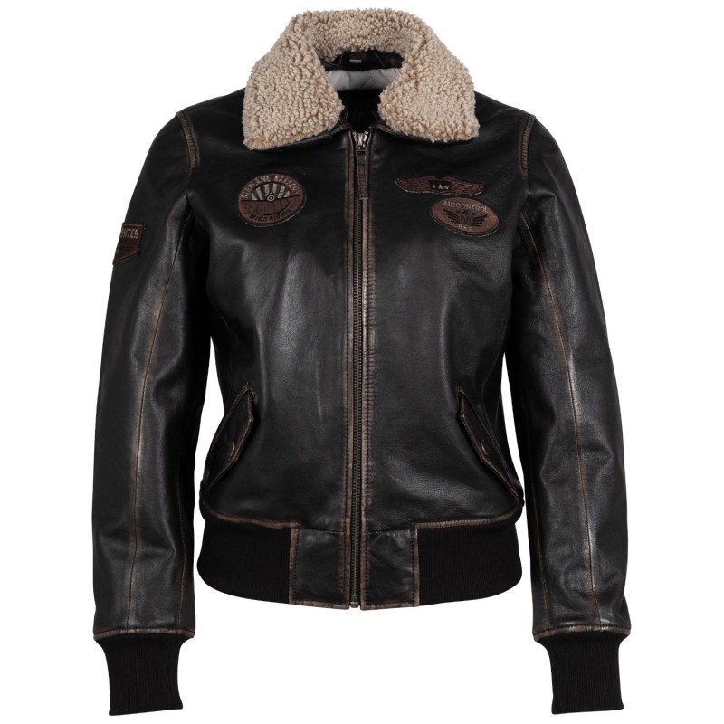 Geaca de Piele Dama Mauritius Negru Vintage GWNastja 2 – Geci de Piele